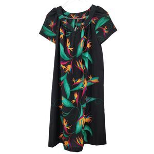 Hilo Hattie's Hawaii Dress Womens Large Birds Of Paradise Floral Muumuu Vintage